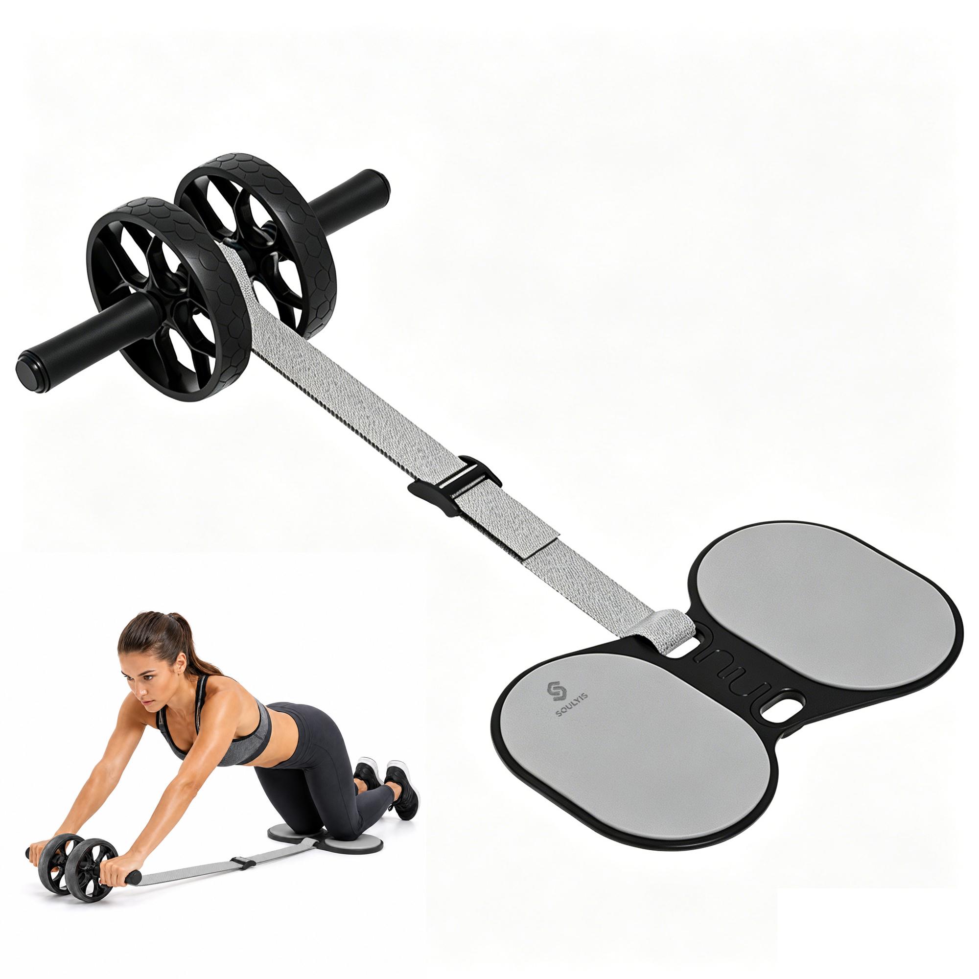 Ab Roller Wheel With Elbow Support - Rouleau abdominal à double roue avec
